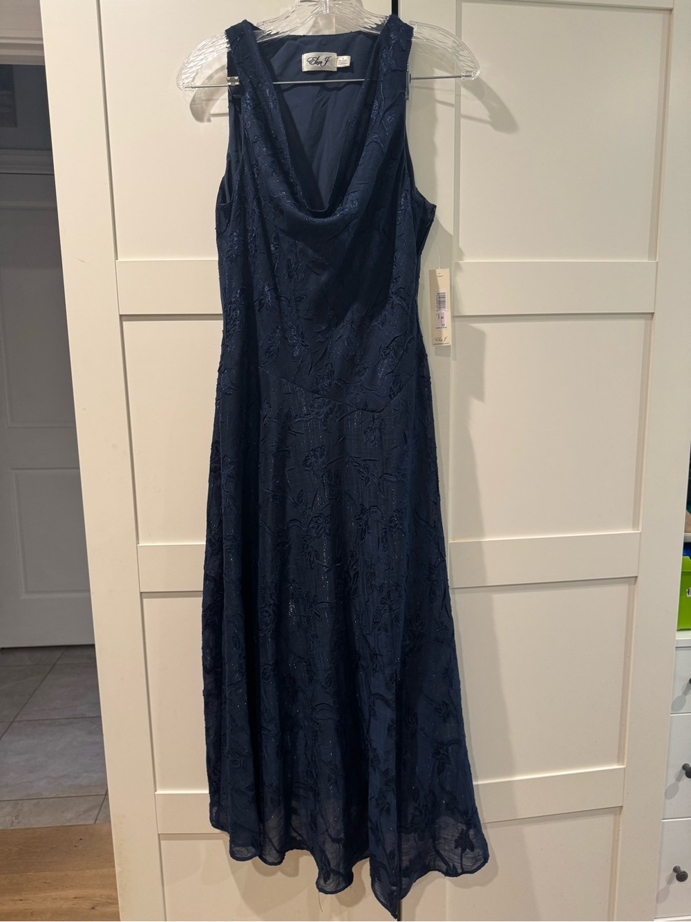 Eliza J Elegant Navy Sleeveless Cowl Neck Maxi Dress